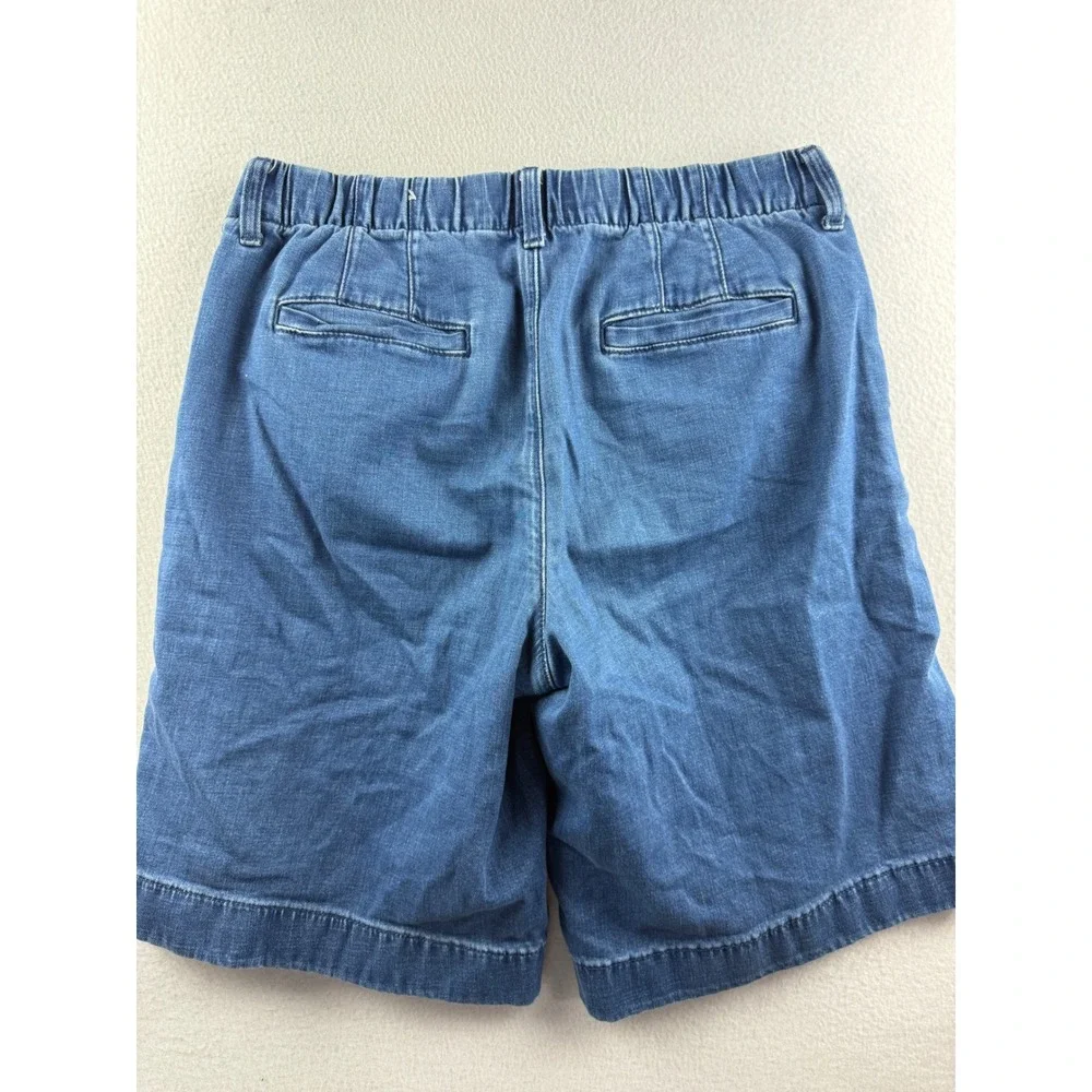 American Eagle Women 6 Trouser Bermuda Shorts Blue Stretch Denim Elastic Back
